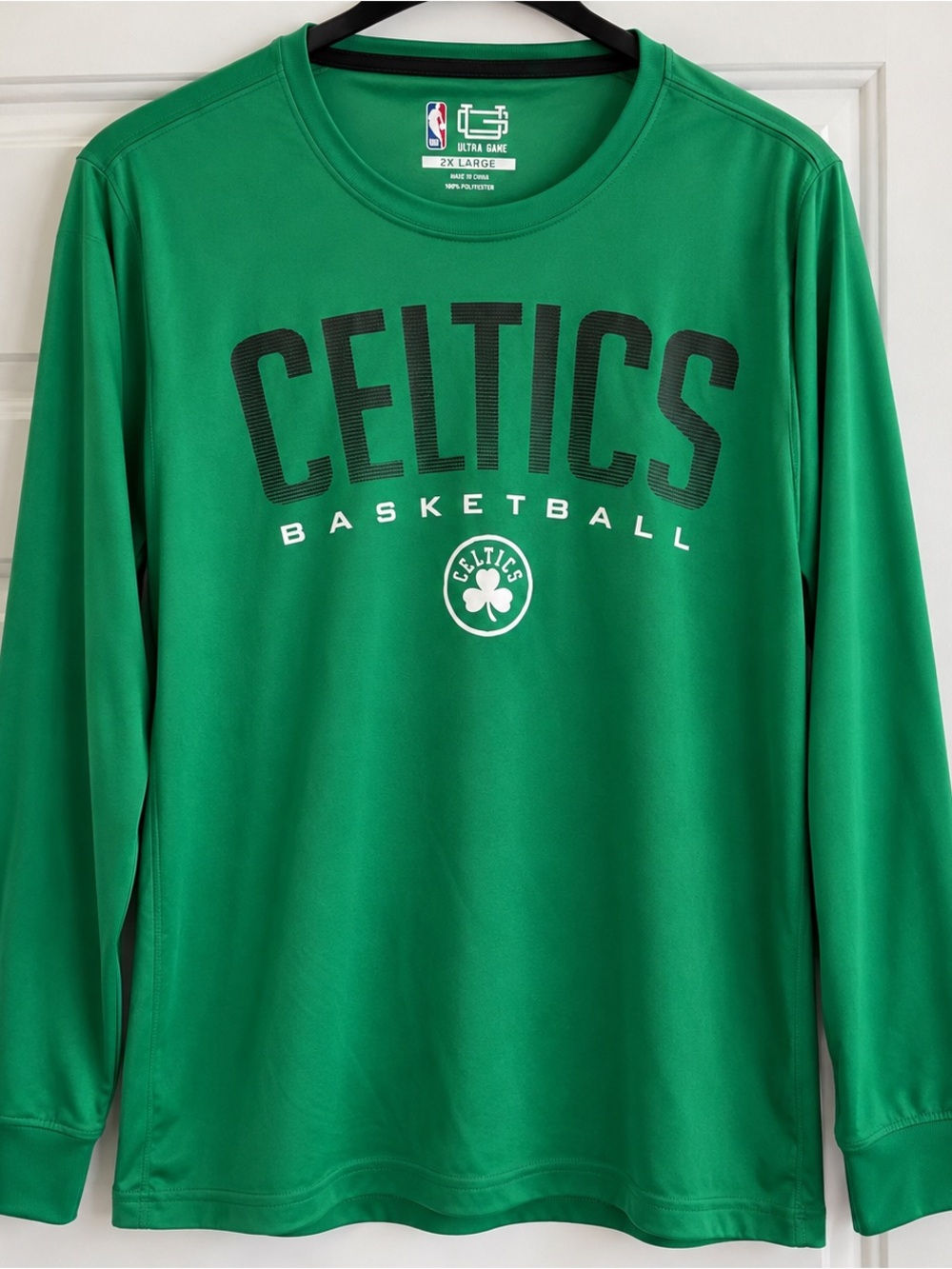 Boston Celtics Ultra Game Men’s 2XL Green Long Sleeve Shirt NBA Basketball